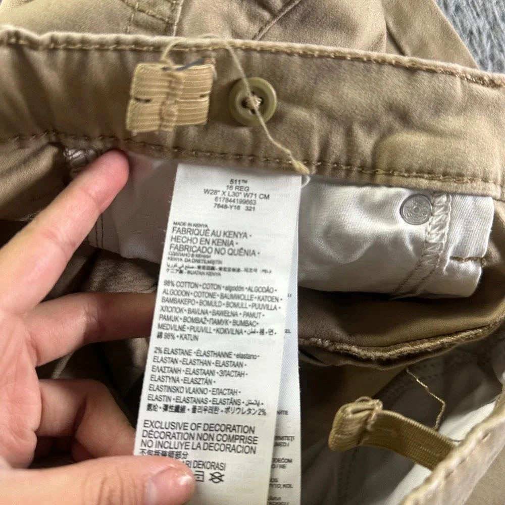 Levi's 511 Pant Boys 16 Brown Cotton‎ Chino Straight Ankle Slim Preppy Stretch